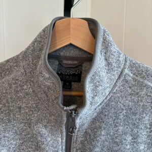 J Crew Nordic Soft Fleece Gray Polartec Outdoors Hiking Full Zip Vest Mens Med